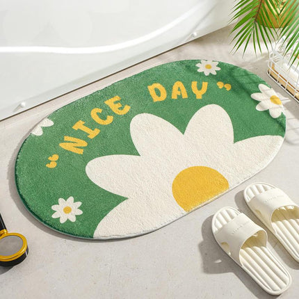 Tapis de sol absorbant antidérapant à motif floral doux pour la maison