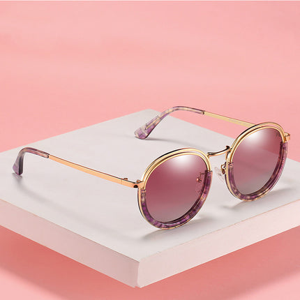 Gafas de sol polarizadas redondas vintage para mujer