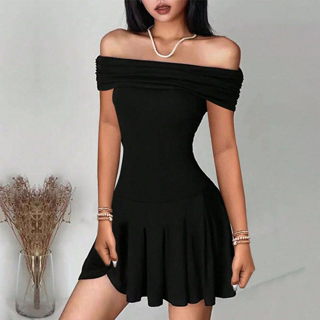 Robe à épaules dénudées de style Pure Desire Jupe taille haute à col dénudé Robe tendance