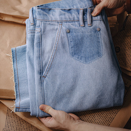 Pantalones vaqueros de mezclilla azul claro para hombre