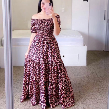 Robe longue à épaules dénudées et à la mode florale pour femme