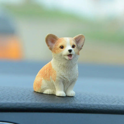 Cute Corgi Dashboard Ornament - Mini Resin Puppy Car Decor - Wnkrs