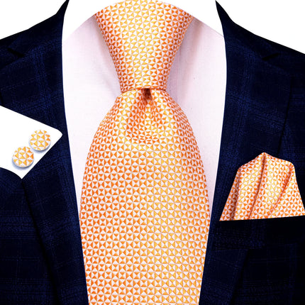 Elegante conjunto de corbata de seda naranja para hombre