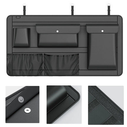 High-Capacity Leather Car Storage Organizer for Backseat & Trunk - Black - Wnkrs