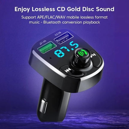 Transmetteur FM Bluetooth MP3 LED pour voiture avec double chargeur USB et appels mains libres