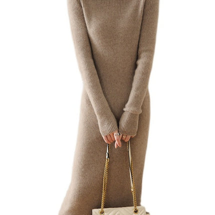 Cashmere Dress Slim-fit Sheath Long Knitted Wool Dress