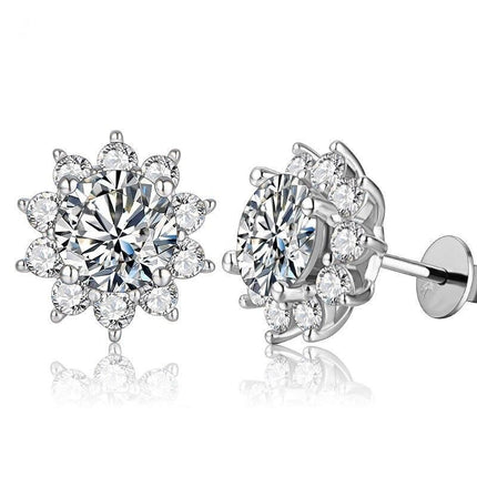 Elegant Snowflake Moissanite Diamond Stud Earrings - Wnkrs