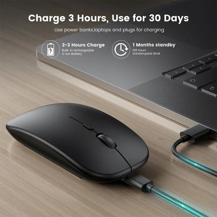 Rechargeable Wireless Mouse with Bluetooth and 2.4GHz Dual Modes