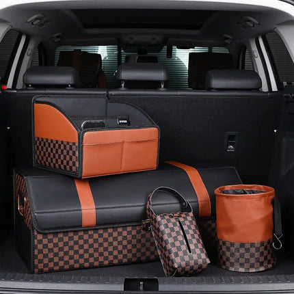 Luxurious Leather Car Trash Can: Foldable & Hanging Design - Wnkrs