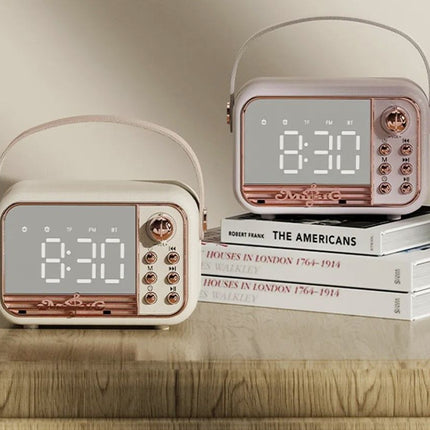 Retro-Style Portable HiFi Wireless Speaker with Alarm Clock and Stereo Sound - Wnkrs