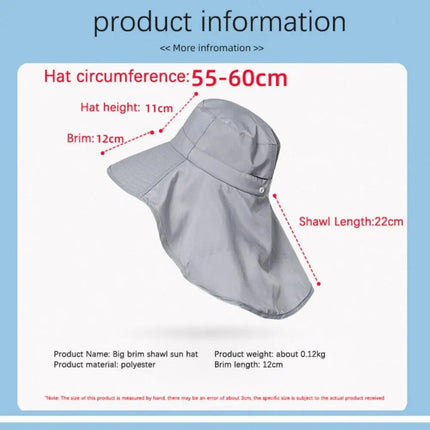 Adjustable Sun Protection Bucket Hat with Shawl for Outdoor Activities - Wnkrs