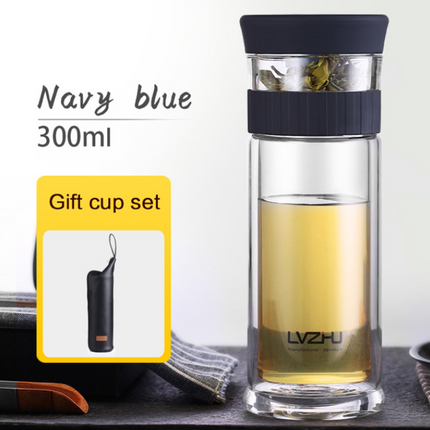 400ml Portable Double Wall Borosilica Glass Tea Infuser Bottle Of Water With Lid Filter Automobile Car Cup - Wnkrs