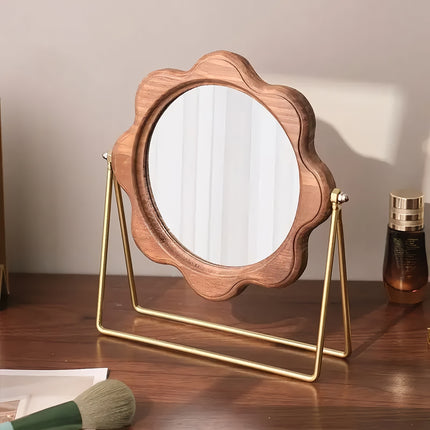 Miroir de maquillage de bureau rotatif élégant – Design néoclassique