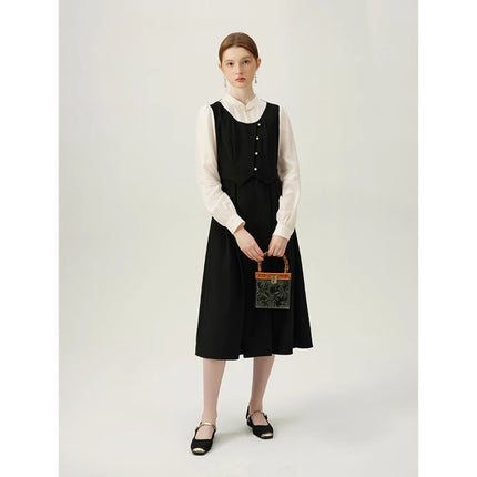 Robe trapèze élégante pour femme de bureau avec col roulé