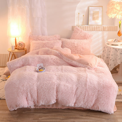 Luxury Thick Fleece Duvet Cover Queen King Winter Warm Bed Quilt Cover Pillowcase Fluffy Plush Shaggy Bedclothes Bedding Set Winter Body Keep Warm - Wnkrs