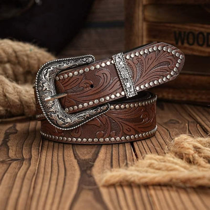 Ceinture en cuir de style cowboy occidental