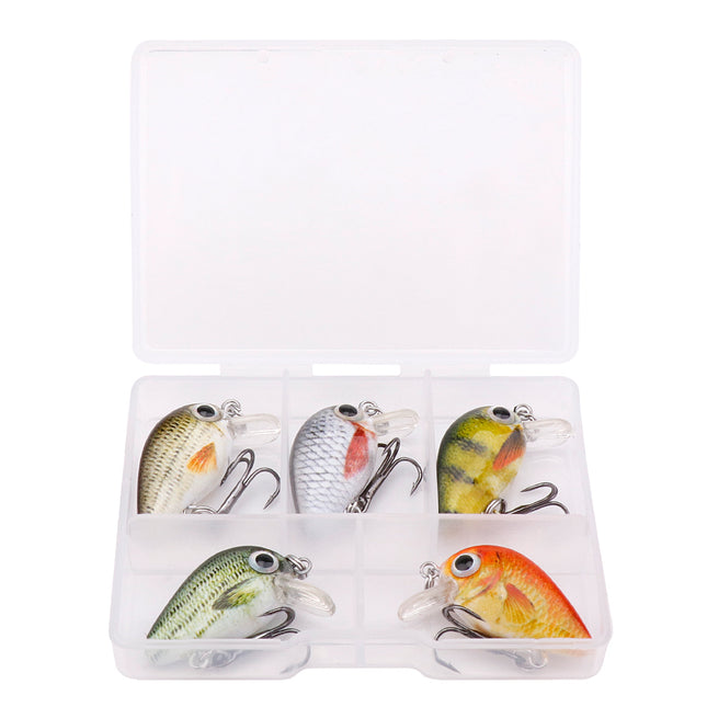 Juego de 5 señuelos para pesca de lubina en miniatura de 3 cm, crankbait Wobblers para lucios