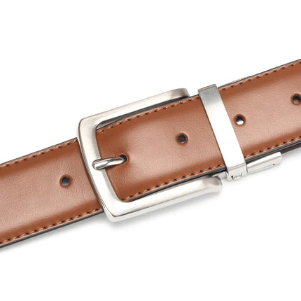 Ceinture réversible en cuir véritable pour homme avec boucle rotative – Ceinture habillée élégante en peau de vache