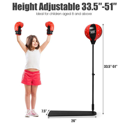 Kids Adjustable Height Punching Bag with Stand and Gloves Set - Wnkrs