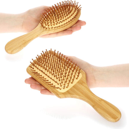 Cepillo para el cabello con cojín de madera de bambú