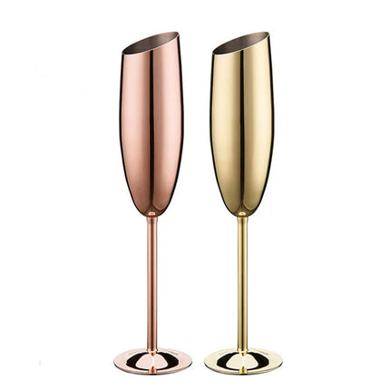 Lot de 2 grands verres à champagne et à martini en acier inoxydable pour boissons froides