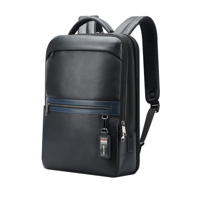 Mochila de cuero para ordenador de negocios, gran capacidad, multifuncional