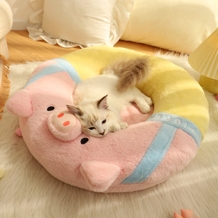 Cama para gatos con forma de cerdo rosa