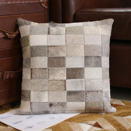 Creative craft small lattice stitching fur pillow - Wnkrs