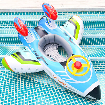 Flotador inflable para natación con forma de avión y asiento para niños