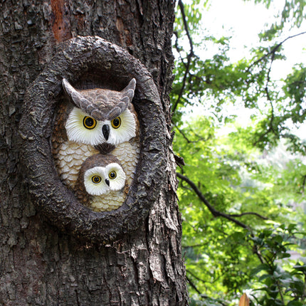 Ornement en résine à suspendre en forme de hibou mignon pour le jardin