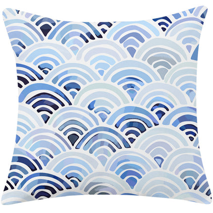 Mediterranean Blue Simple Cotton And Linen Pillow - Wnkrs