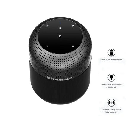 Enceinte Bluetooth 60 W avec basses profondes, 20 heures d'autonomie, son à 360°, IPX5, NFC