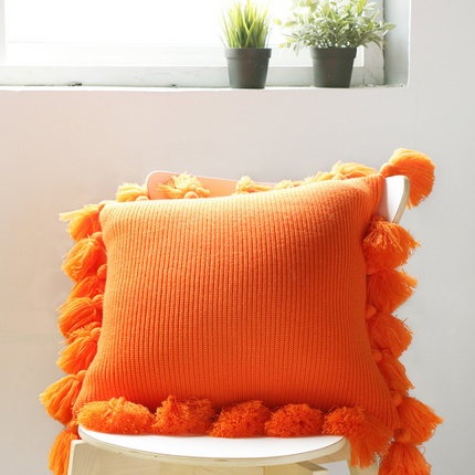 Bohemian Knitted Cushion Cover with Fringe - Wnkrs