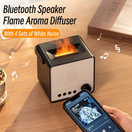 Diffuseur d'arômes USB Fire Flame Humidificateur à ultrasons avec haut-parleur Bluetooth