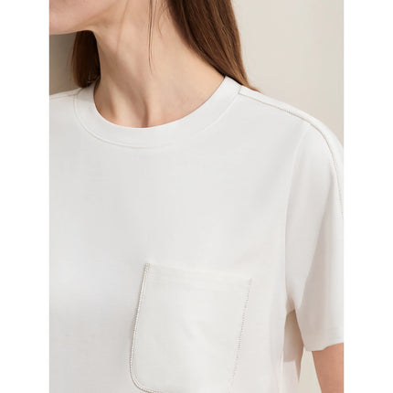 T-shirt minimaliste décontracté à manches courtes et col rond pour femme