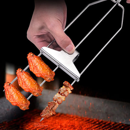 Brochetas para barbacoa de acero inoxidable de 3 piezas con cepillo de silicona