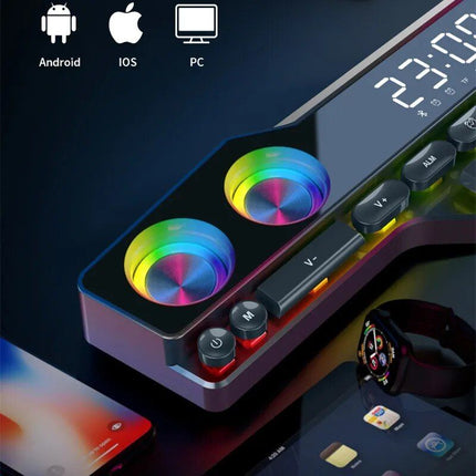 4000mAh 3D Stereo Sound Box: Bluetooth Soundbar with Powerful Subwoofer, USB & AUX Connectivity, FM Radio & Clock - Wnkrs