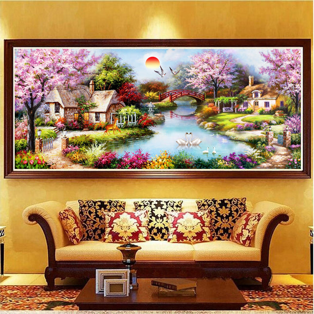 Diamond Painting Oil Painting Cottage With Diamond Cross Stitch - Wnkrs