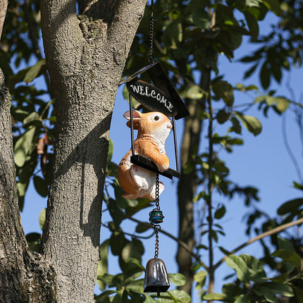 Charmant pendentif de jardin en forme de lapin - Décoration d'extérieur en résine