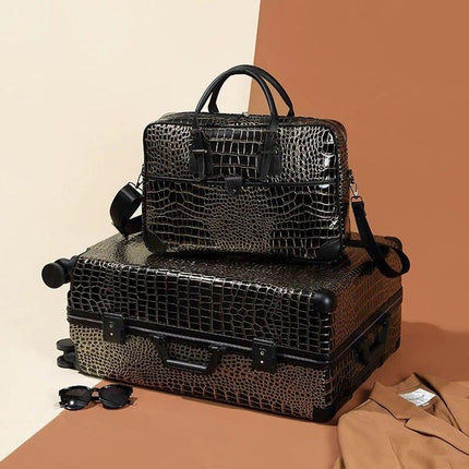 Ensemble de bagages et sac à main de voyage luxueux à imprimé crocodile