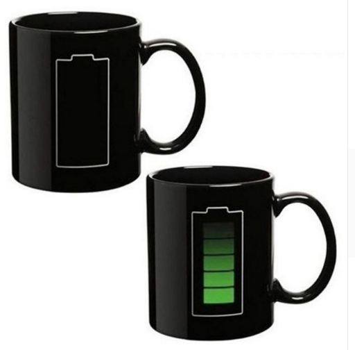 Battery display thermal temperature cup temperature sensitive color cup ceramic coffee mug - Wnkrs