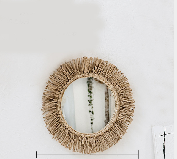 Hemp rope mirror creative background wall hanging - Wnkrs