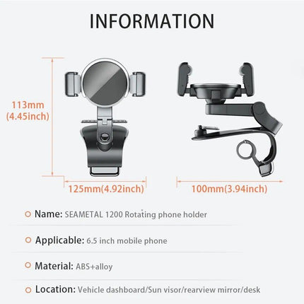 360° Rotating Universal Car Phone Holder with Multi-Placement and Anti-Slip Grip - Wnkrs