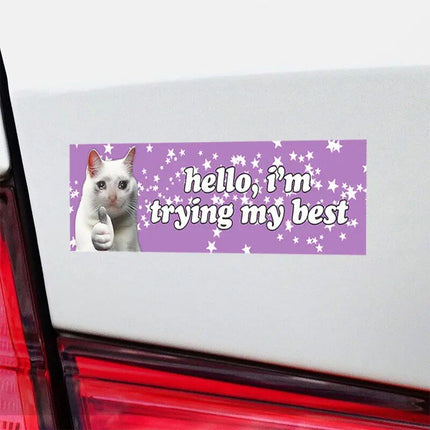 Funny "Hello, I'm Trying My Best" Cartoon Car Decals - Wnkrs