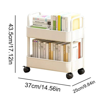 Compact 2-Tier Mobile Bookshelf Cart with Wheels - Wnkrs