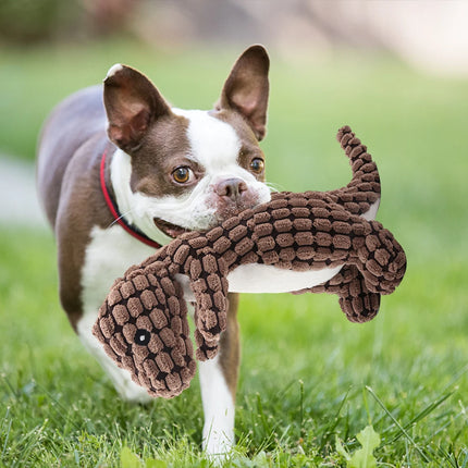 Juguete de peluche para perros que chirría y es resistente a las mordeduras