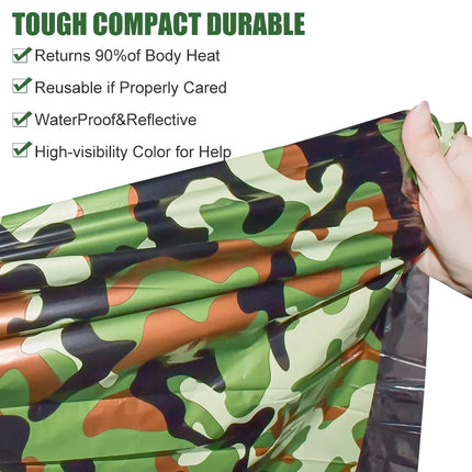 Sac de couchage d'urgence imperméable camouflage pour le camping en plein air et la survie