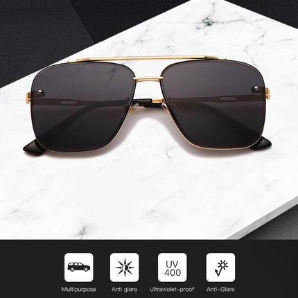 Classic Vintage Square Sunglasses - Luxury UV400 Metal Frame Shades for Men and Women