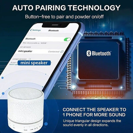 Compact Dazzling LED Bluetooth 4.1 Speaker: Wireless, HD Sound, Built-in Mic, and Portable - Wnkrs