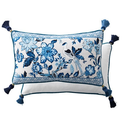 Blue And White Porcelain New Chinese Style Living Room Office Sofa Cushion Cover - Wnkrs